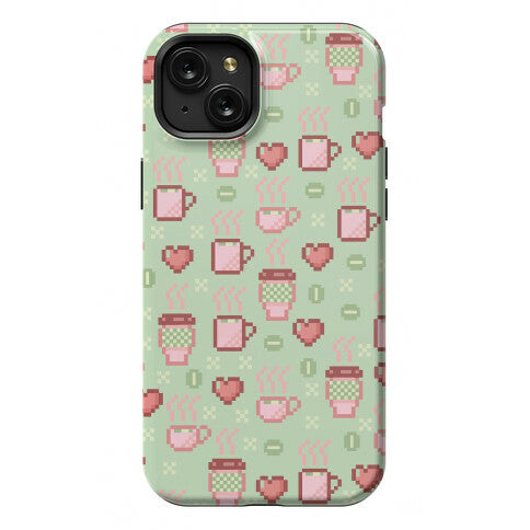 Pastel Coffee Pixel Art Pattern Phone Case