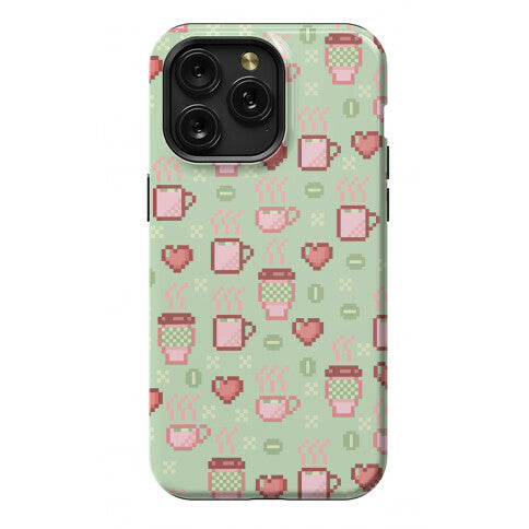 Pastel Coffee Pixel Art Pattern Phone Case