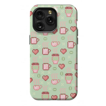 Pastel Coffee Pixel Art Pattern Phone Case