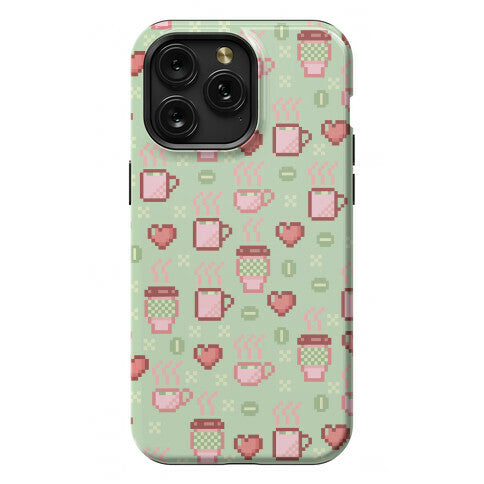 Pastel Coffee Pixel Art Pattern Phone Case