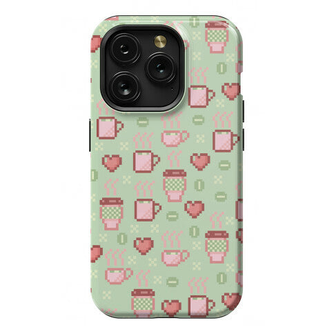 Pastel Coffee Pixel Art Pattern Phone Case