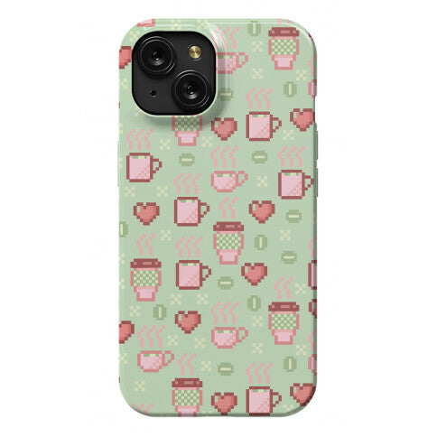 Pastel Coffee Pixel Art Pattern Phone Case