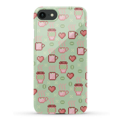 Pastel Coffee Pixel Art Pattern Phone Case