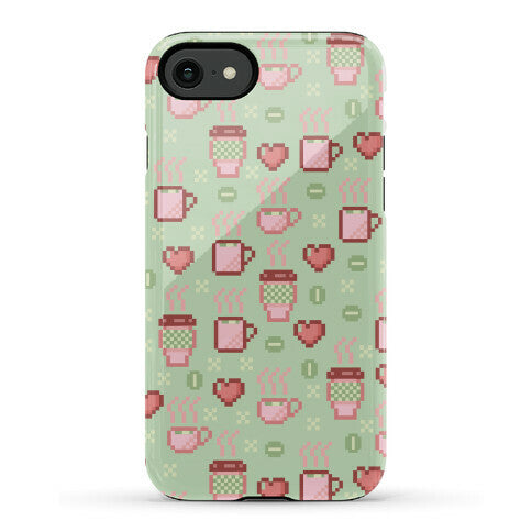 Pastel Coffee Pixel Art Pattern Phone Case