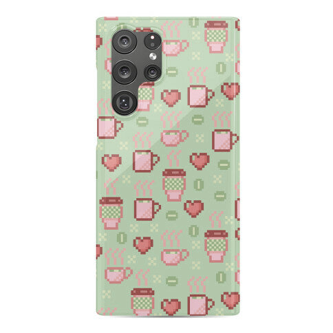 Pastel Coffee Pixel Art Pattern Phone Case