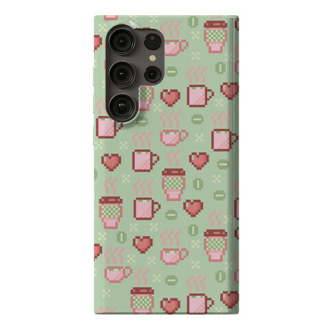 Pastel Coffee Pixel Art Pattern Phone Case