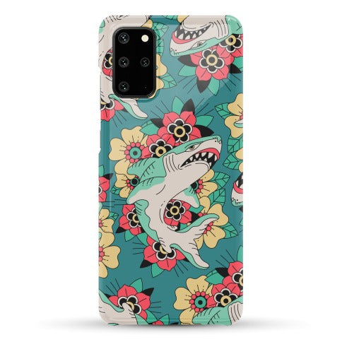 Floral Shark Traditional Tattoo Phone Case