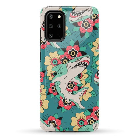 Floral Shark Traditional Tattoo Phone Case