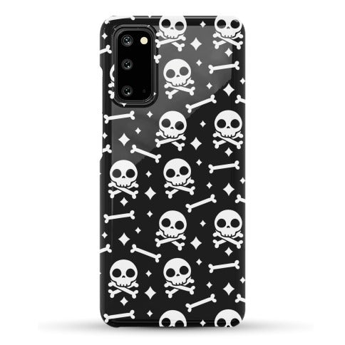 Cute Skull N' Bones Pattern (Black) Phone Case