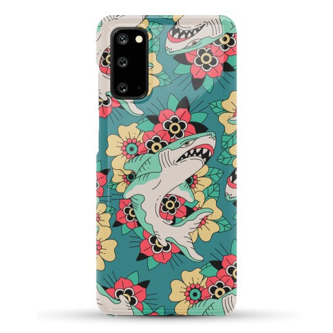 Floral Shark Traditional Tattoo Phone Case