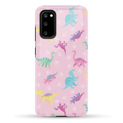 Cute Pastel Pixel Dinosaur Pattern Phone Case