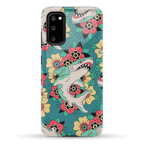 Floral Shark Traditional Tattoo Phone Case