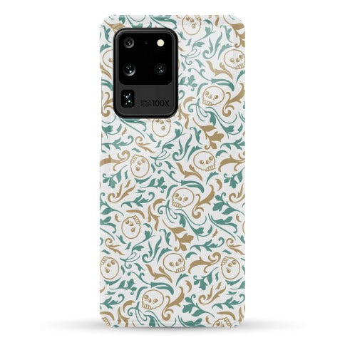 Filigree Flowers and Skulls Pattern Phone Case