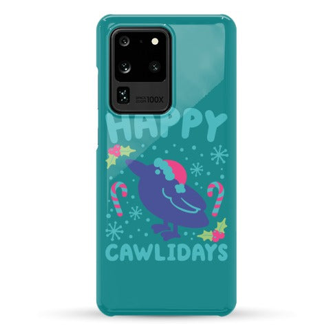 Happy Cawlidays Crow Holiday Parody Phone Case
