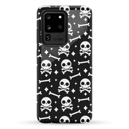 Cute Skull N' Bones Pattern (Black) Phone Case