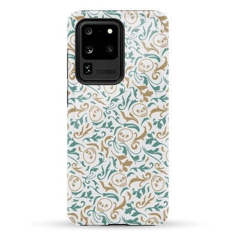 Filigree Flowers and Skulls Pattern Phone Case