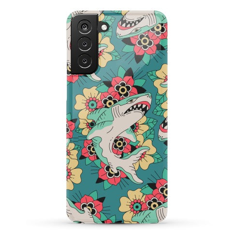 Floral Shark Traditional Tattoo Phone Case