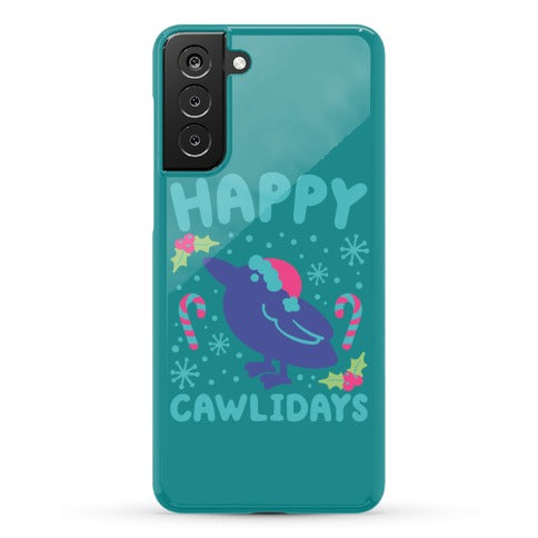 Happy Cawlidays Crow Holiday Parody Phone Case