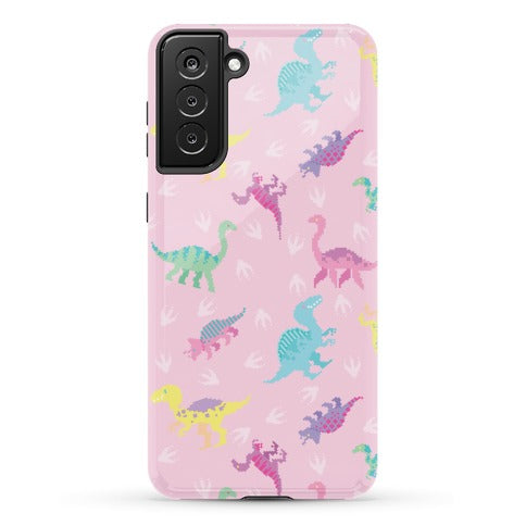 Cute Pastel Pixel Dinosaur Pattern Phone Case