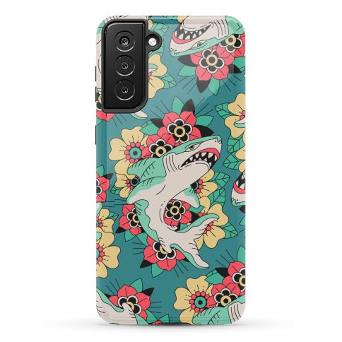 Floral Shark Traditional Tattoo Phone Case