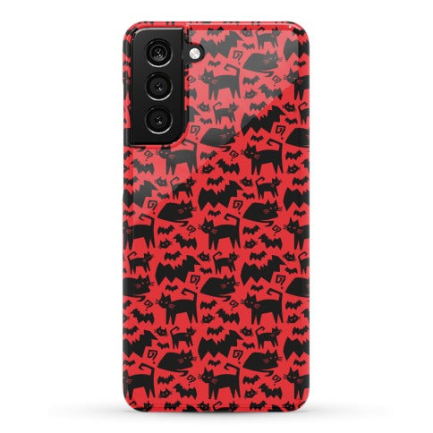 Bats Cats and Questions Pattern Phone Case