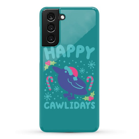 Happy Cawlidays Crow Holiday Parody Phone Case