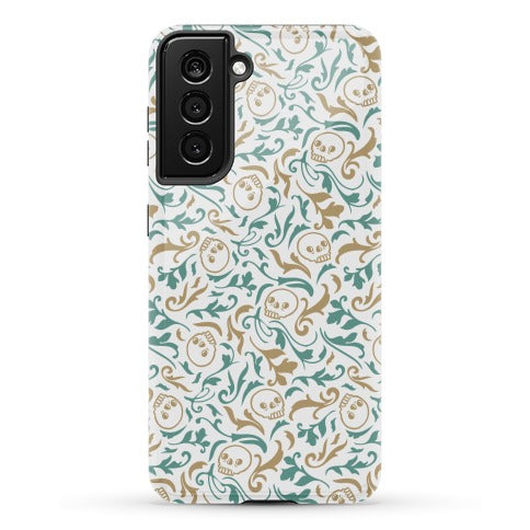 Filigree Flowers and Skulls Pattern Phone Case