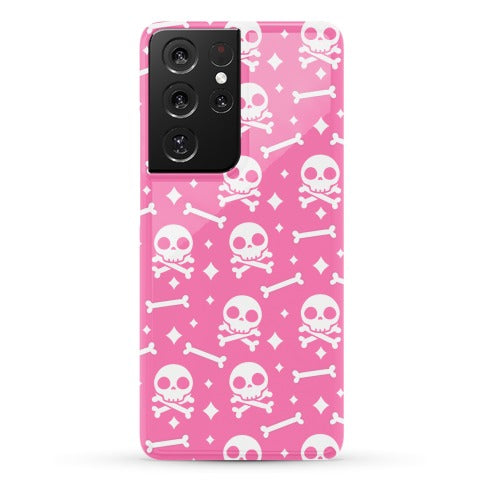 Cute Skull N' Bones Pattern (Pink) Phone Case