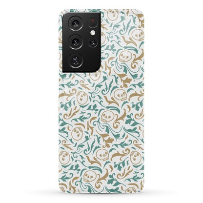 Filigree Flowers and Skulls Pattern Phone Case