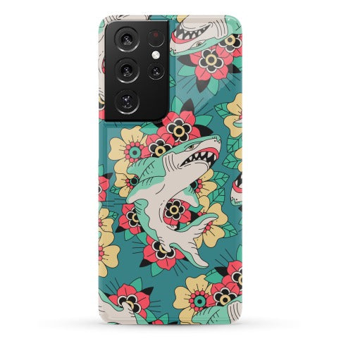 Floral Shark Traditional Tattoo Phone Case
