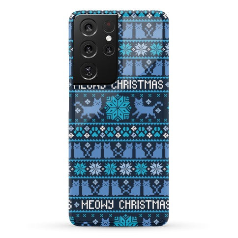 Meowy Christmas Cat Sweater Pattern Phone Case