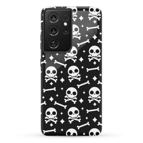 Cute Skull N' Bones Pattern (Black) Phone Case