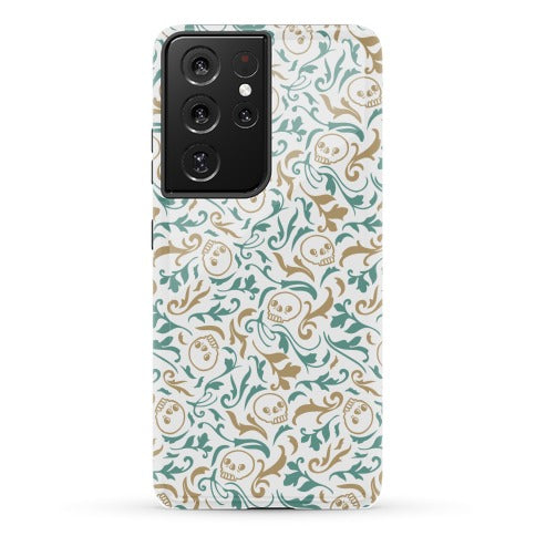 Filigree Flowers and Skulls Pattern Phone Case