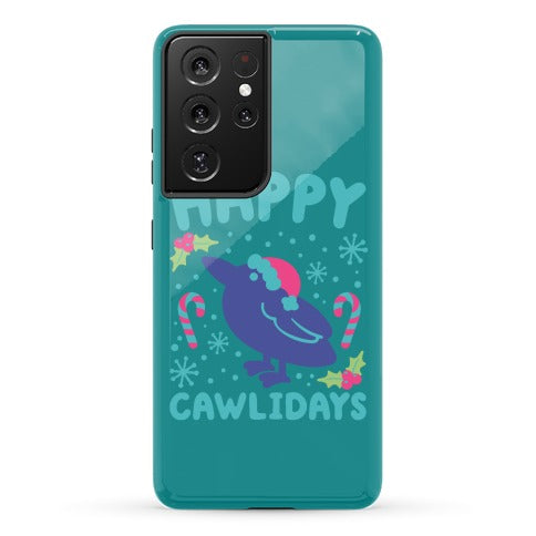 Happy Cawlidays Crow Holiday Parody Phone Case