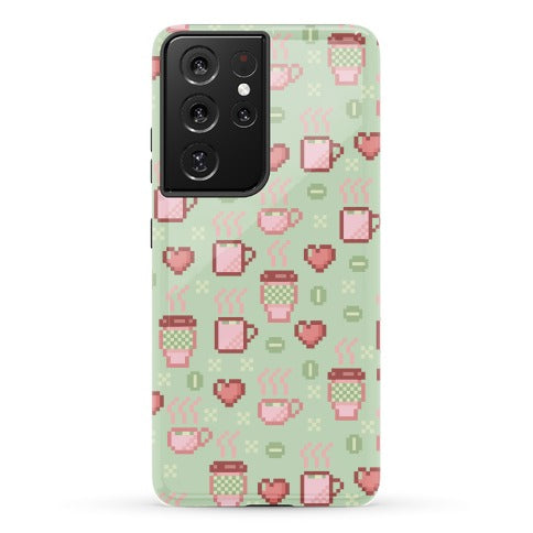 Pastel Coffee Pixel Art Pattern Phone Case