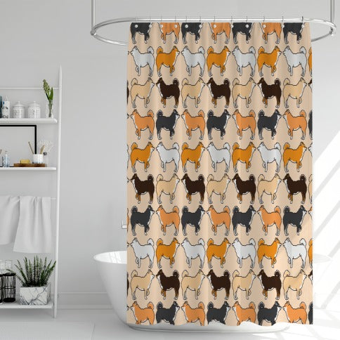 Shades of Shiba Inu Pattern  Shower Curtain