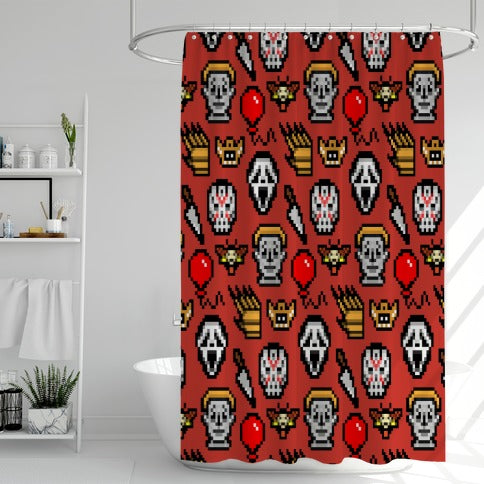 Slashers Pixel Pattern Shower Curtain