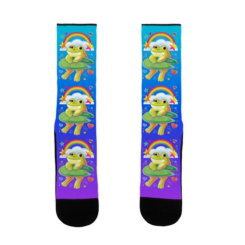 90's Rainbow Frog Socks