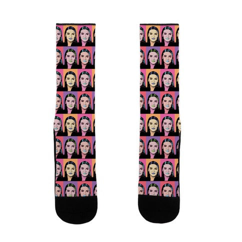 Alexandria Ocasio-Cortez Pop Art Parody Socks
