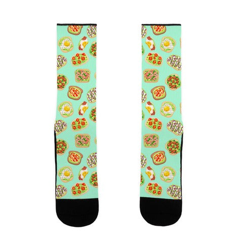 Avocado Toast Pattern Socks