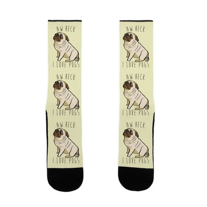 Aw Heck I Love Pugs Socks