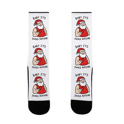 Baby It's Swole Outside Santa Socks