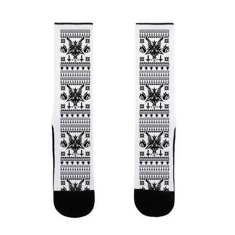 Baphomet Ugly Christmas Sweater  Socks