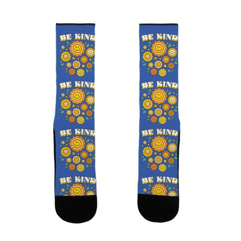 Be Kind Flower Power Smileys Socks