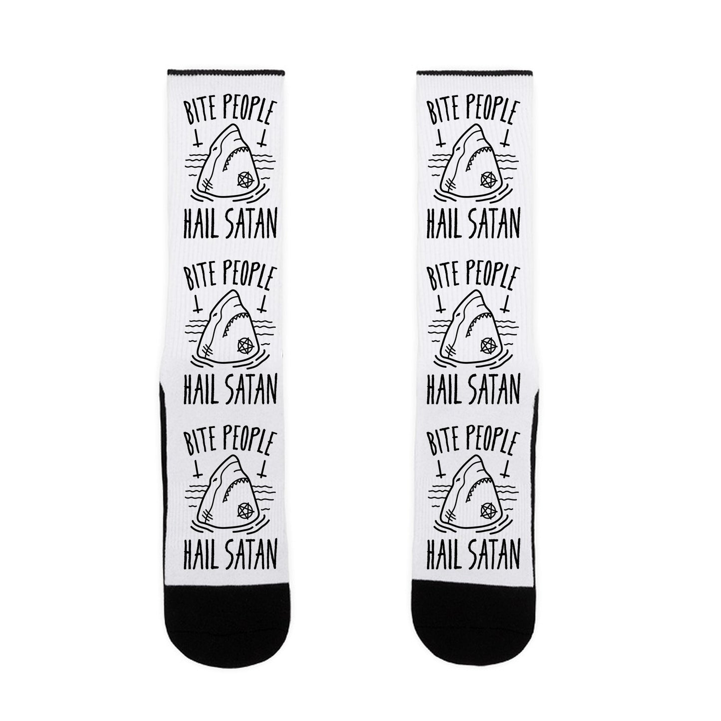 Bite People Hail Satan - Shark Socks