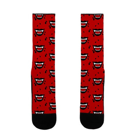 Black Vampire Lips Pattern Socks