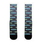 Blue and Green Lightsaber Pattern Socks