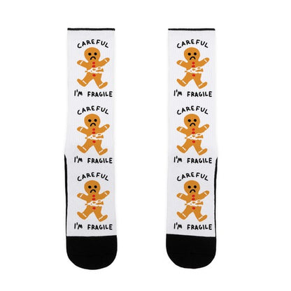 Careful I'm Fragile Gingerbread Man Socks