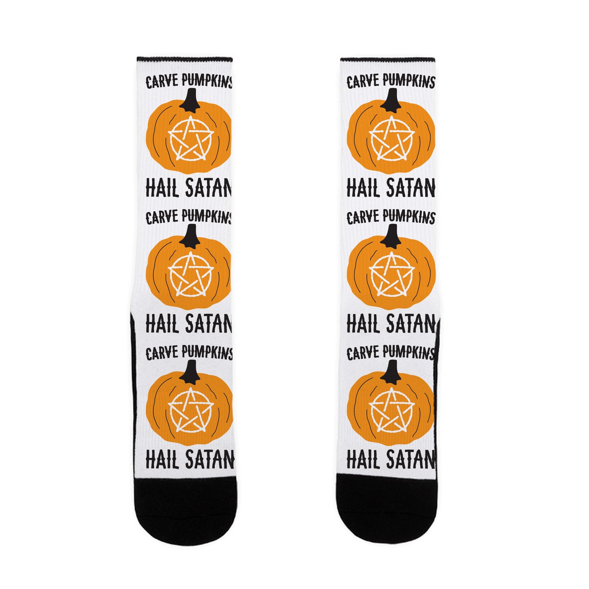 Carve Pumpkins Hail Satan Socks