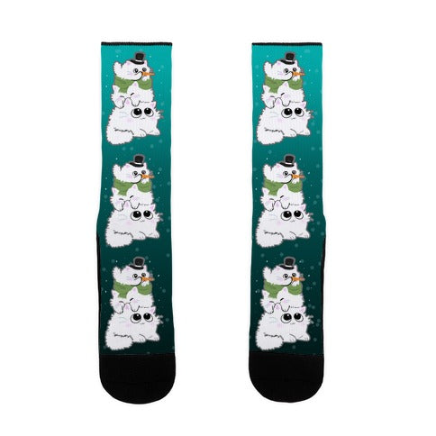 Cat Stack Snowman Socks